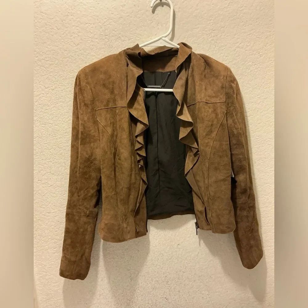 Elie Tahari Brown 100% Lamb Suede Blazer size 2